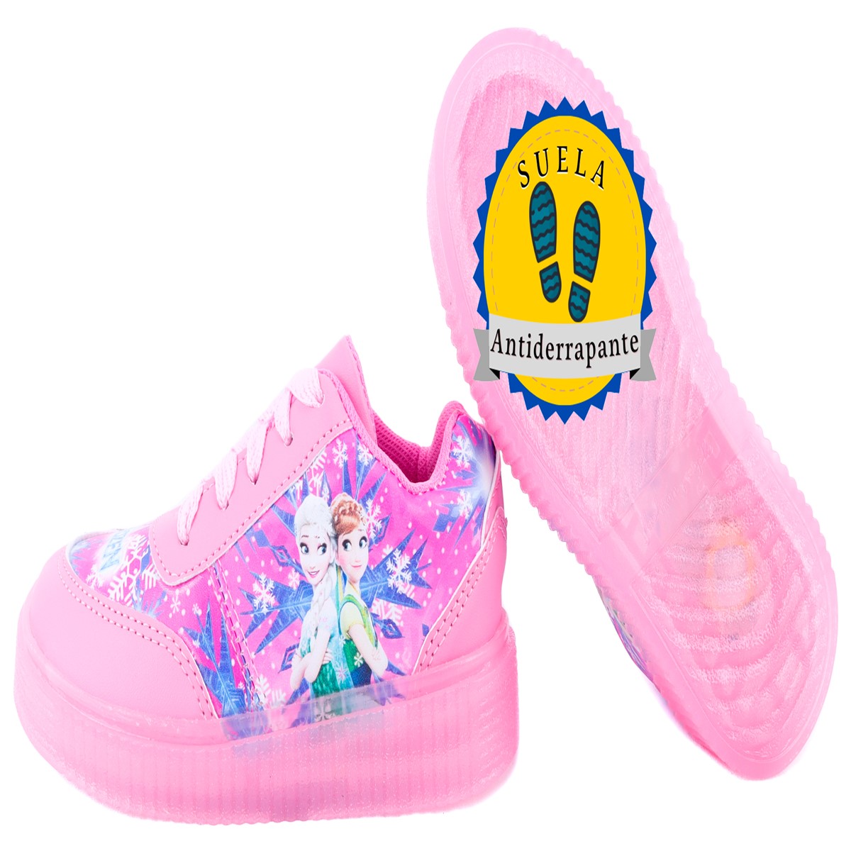Tenis Niña Princesas Elsa Y Ana Luces Led Casual 770-rp Rosa.