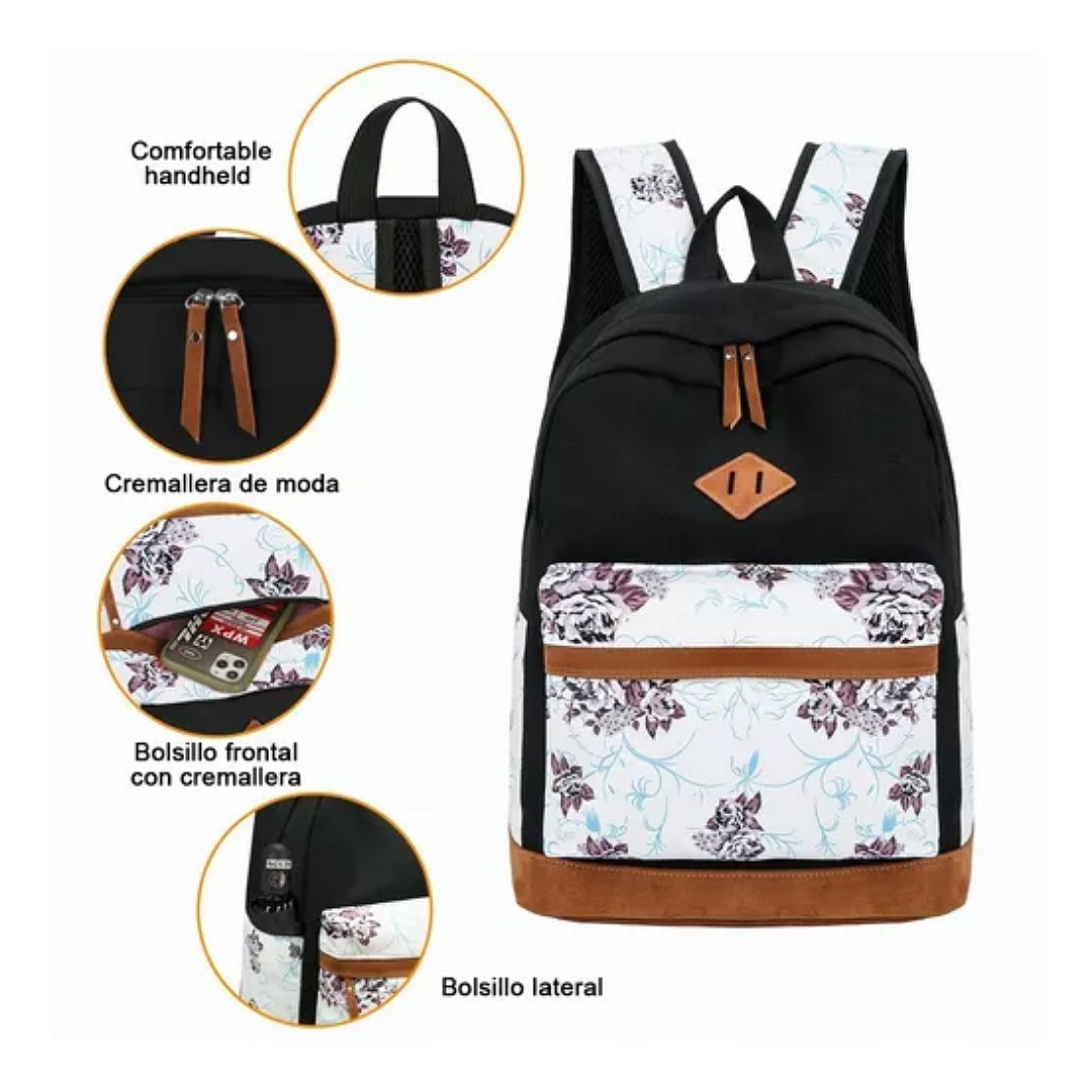 Kit Mochila Moda Casual Bolso Casual Para Mujer, 3 Piezas