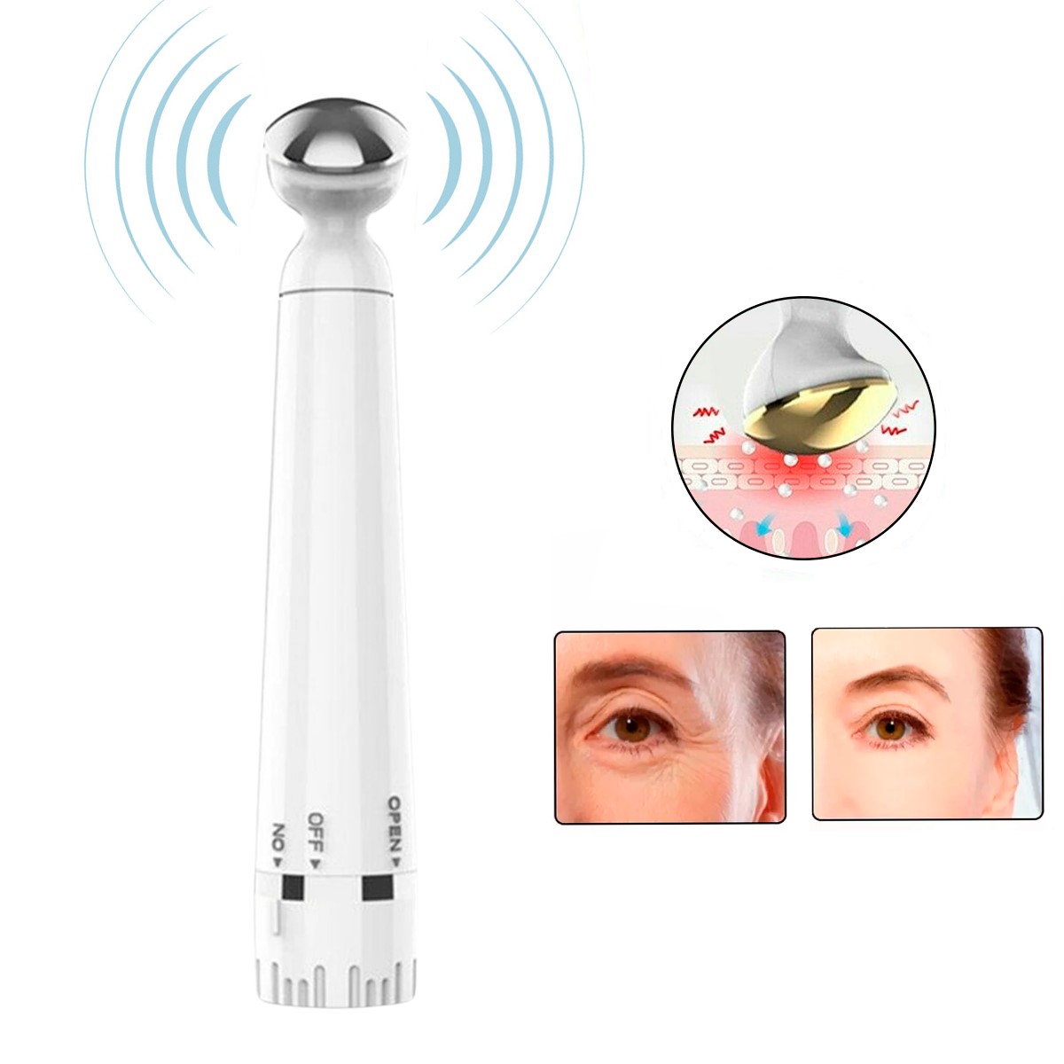 Masajeador Electrico Para Ojos Hidratante Anti Arrugas Anti Ojeras Mas Roll-On Rorec Baba De Caracol, Masajeador Para Ojos Eléctrico Para Eliminar Ojeras Y Lineas de Expresion Mas Rodillo Jade