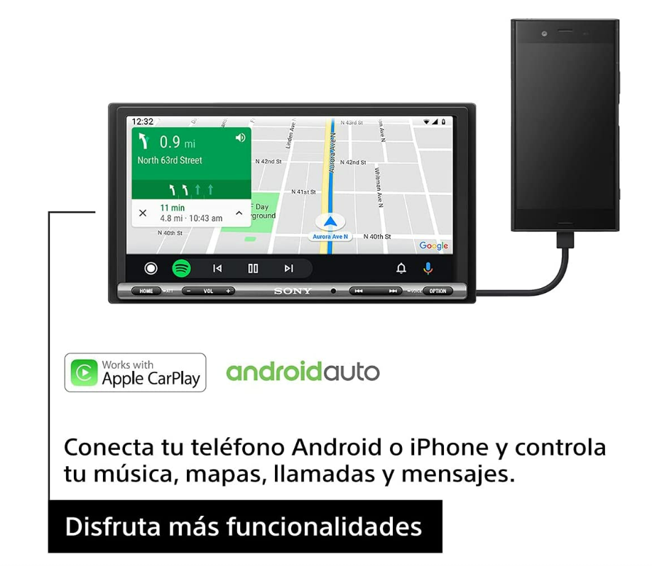 Autoestereo con Pantalla Táctil, Bluetooth y Apple CarPlay Sony 7" XAV-AX3200