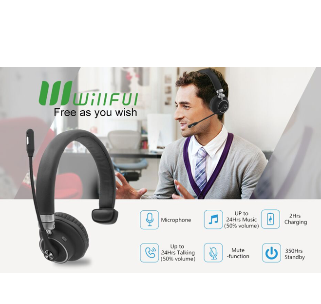 Auriculares Willful Bh-m91 Bluetooth Con Microfono Negro
