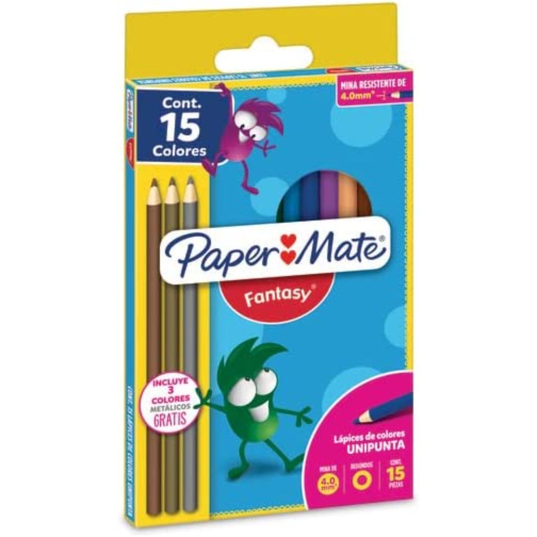  Lápices de Colores Unipunta Fantasy Paper Mate con 15 colores