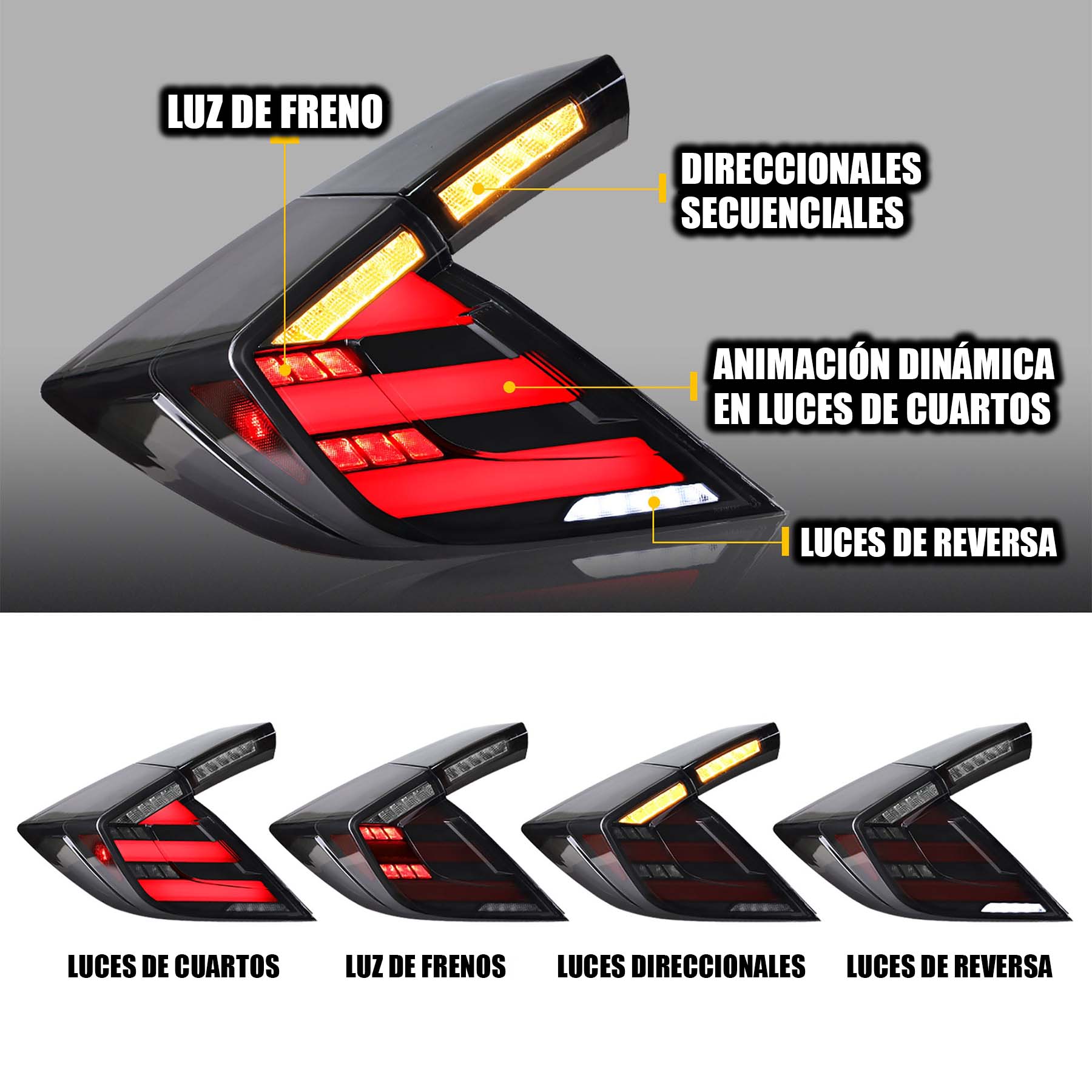 Calaveras Honda Civic Type R Hatchback de Leds Dinámicas / Secuenciales 2017 - 2021