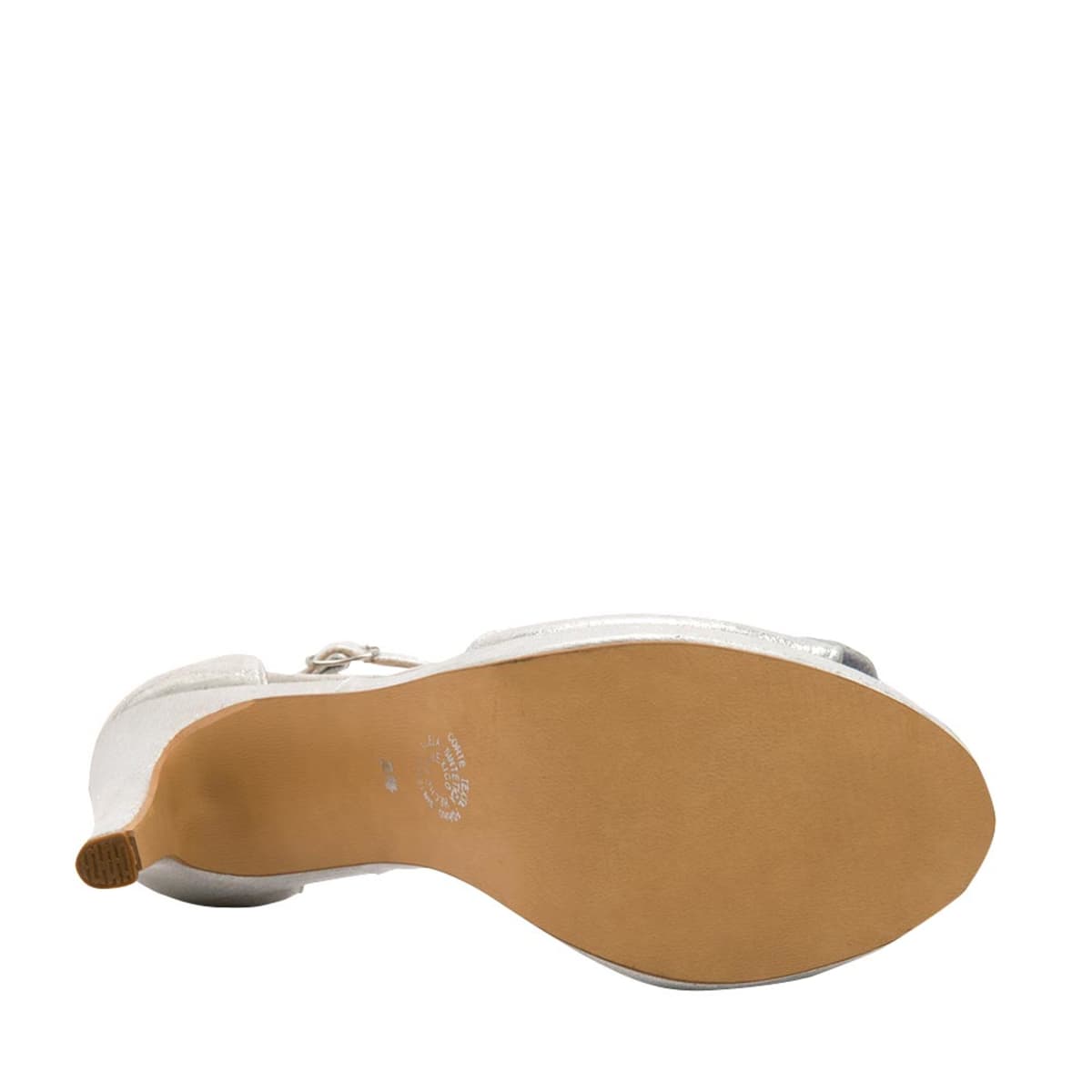Sandalia para Mujer con Tacón Alto y Adorno de Flor estilo T-bar color Plata, marca Molto Bello. 1084455