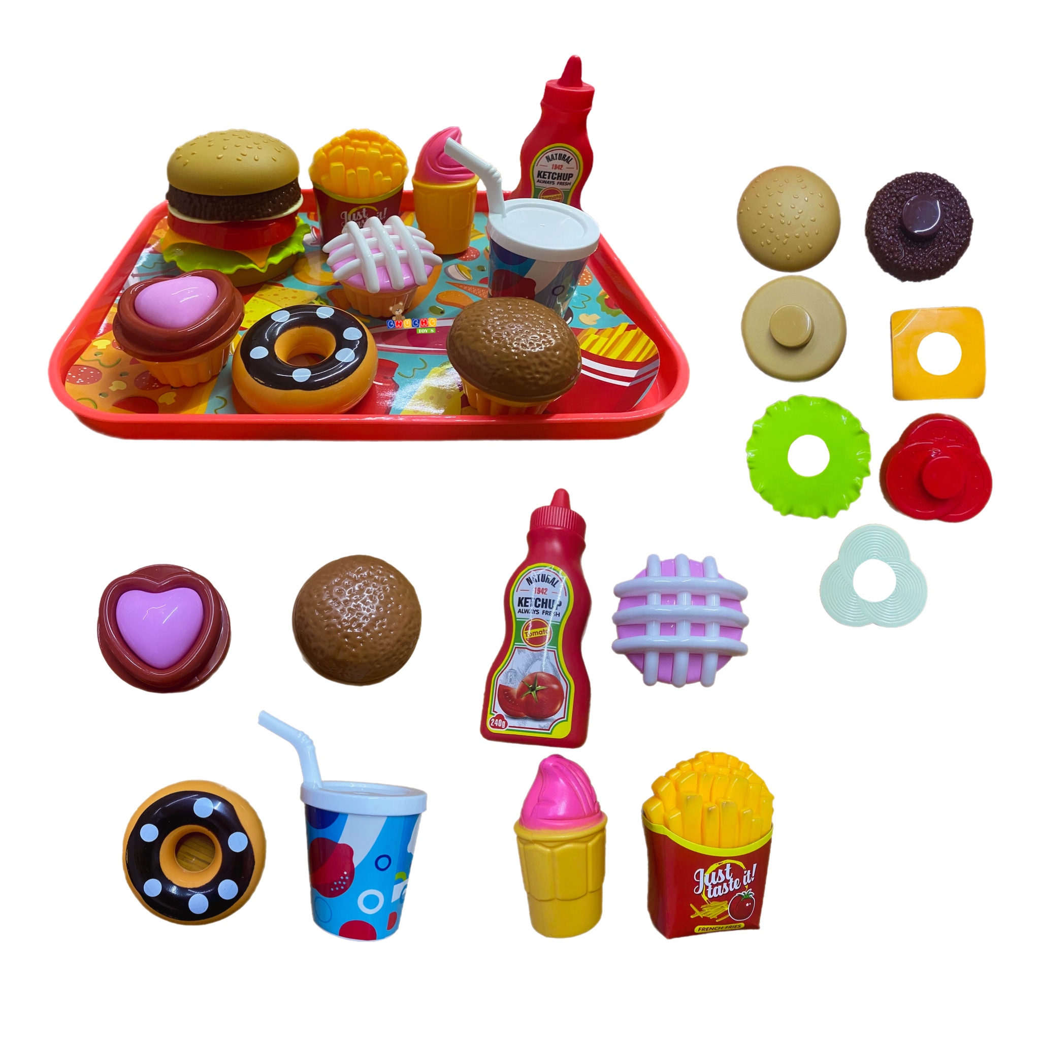 Set Charola Hamburguesa Comida Rápida Juguetes Accesorios Cocina Alimentos