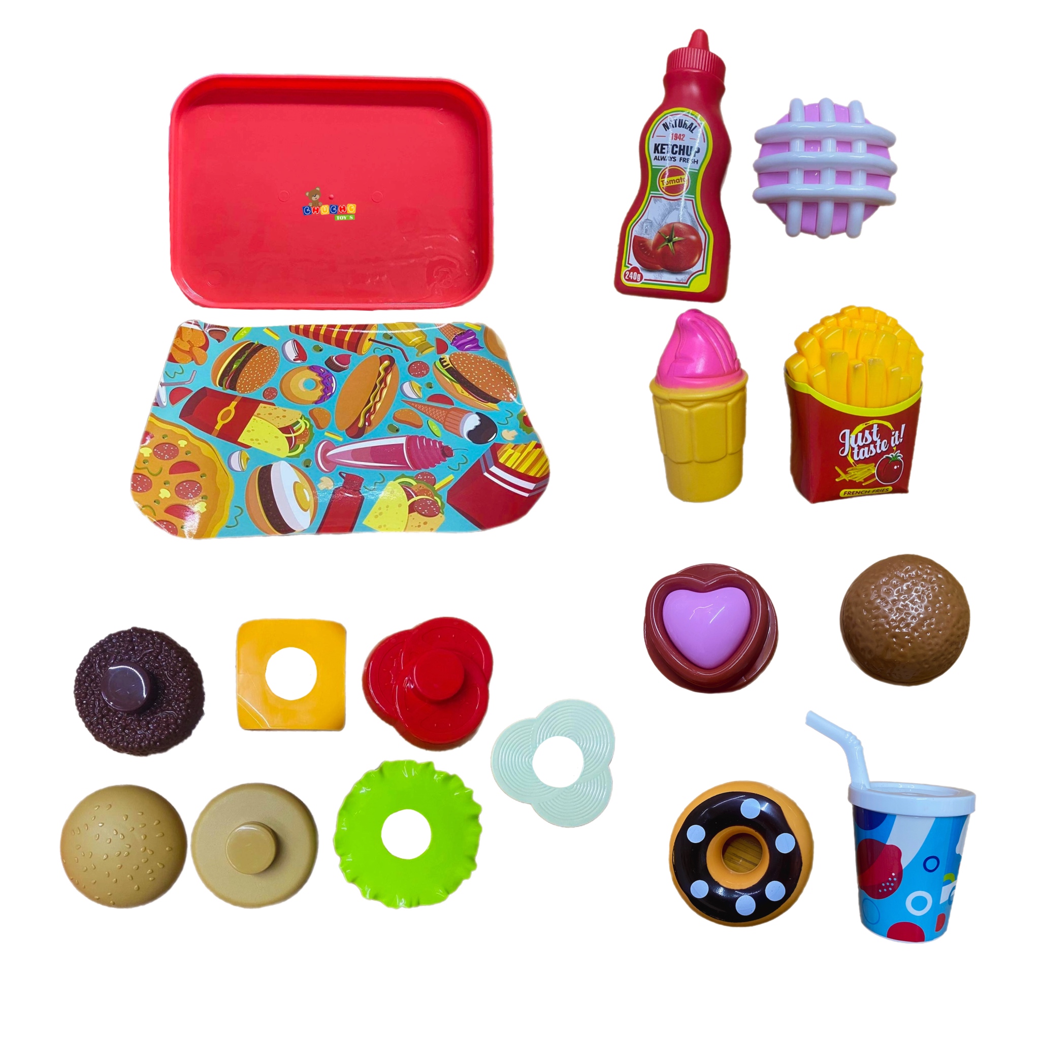 Set Charola Hamburguesa Comida Rápida Juguetes Accesorios Cocina Alimentos