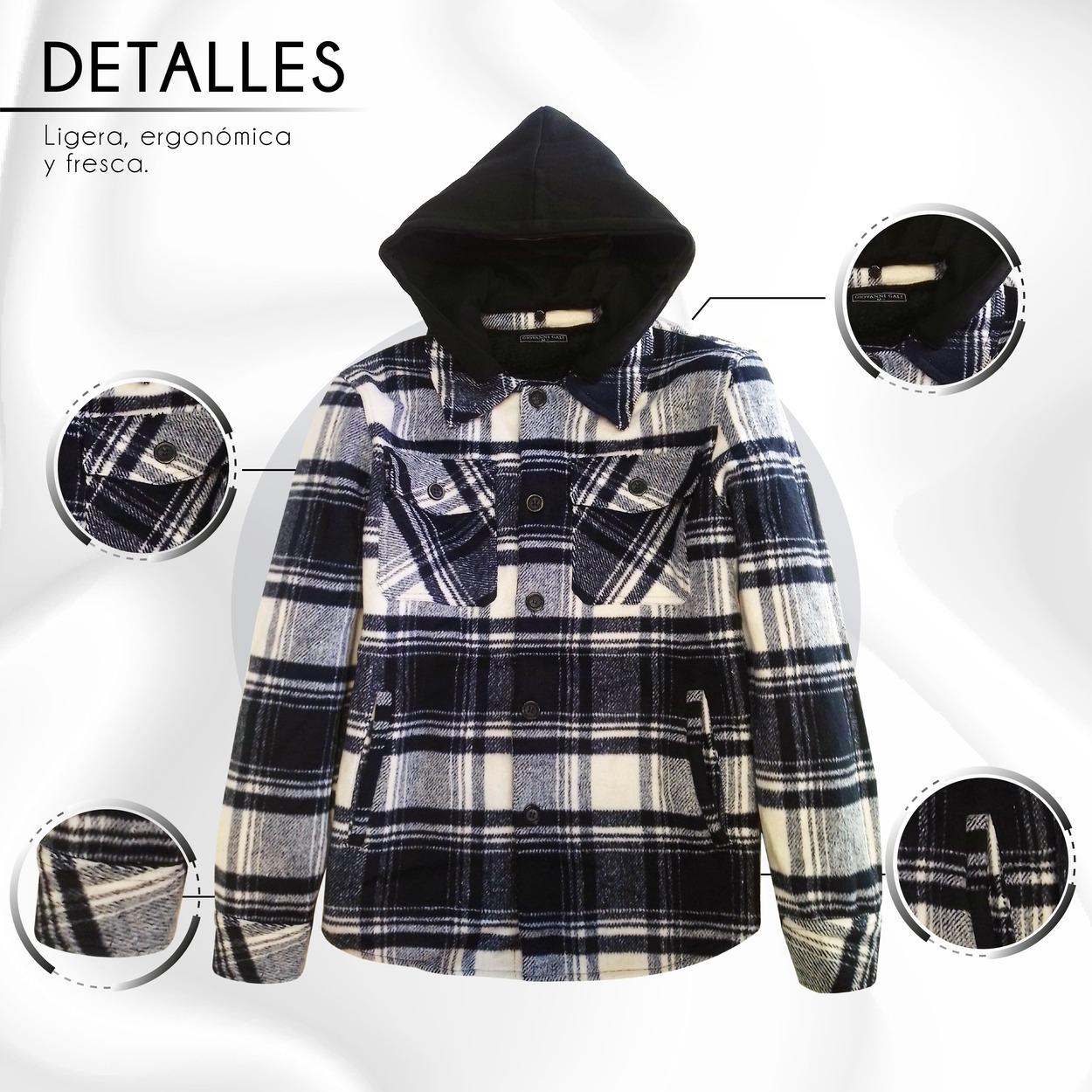 Chamarra Franela Con Gorro Ligero Para Hombre Giovanni Gali