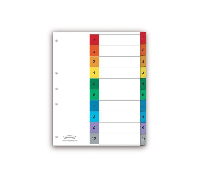 Separador De Hojas Para Carpeta De Argolla C/10 Divisiones