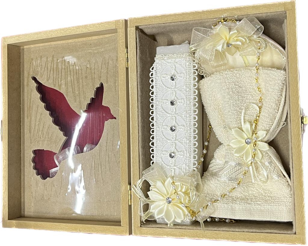 Kit Set De Bautizo, Toalla, Vela, Concha Y Rosario gratis