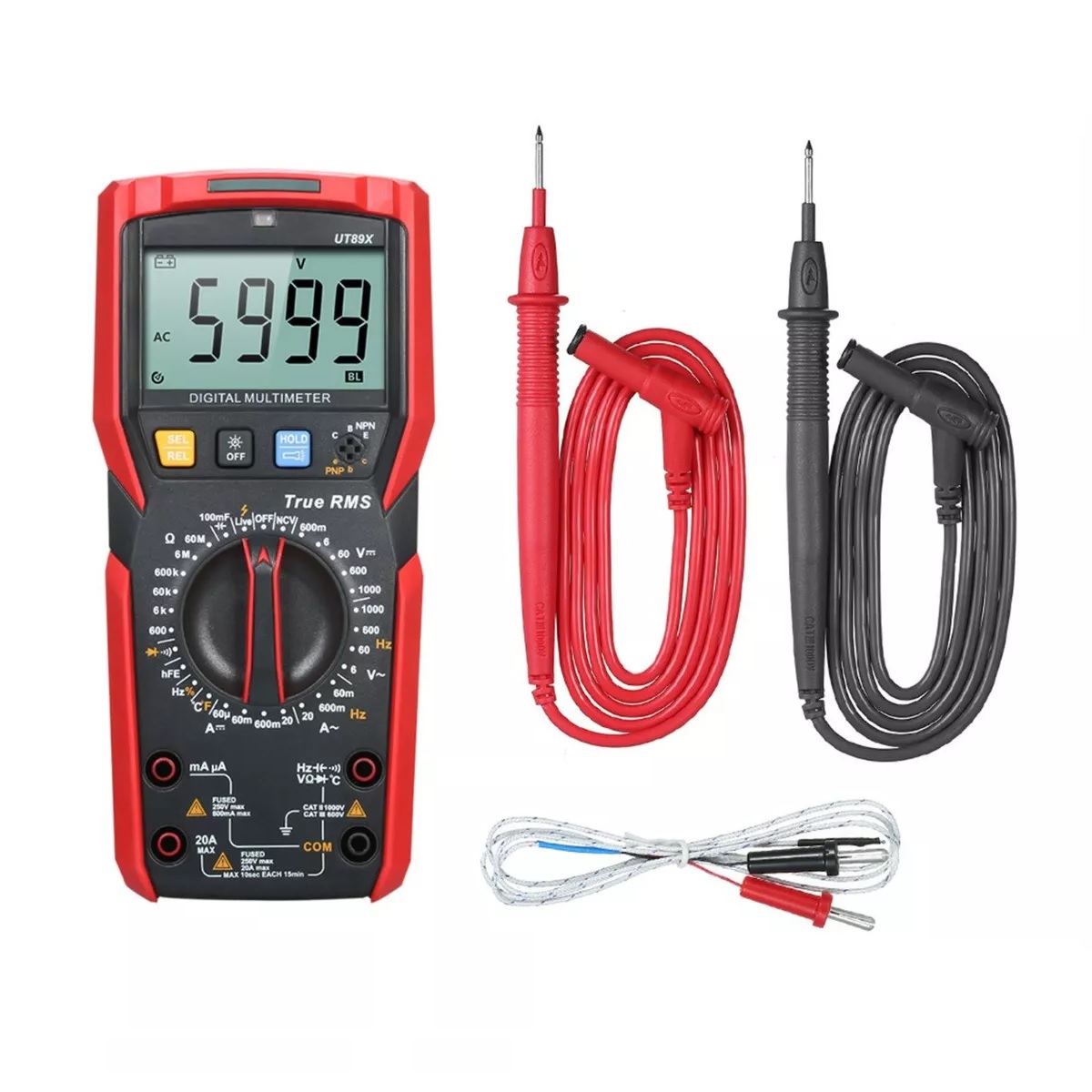 Multímetro Digital UT89X Con Detección NCV Y Medición De Temperatura - Para Electricistas Y Técnicos