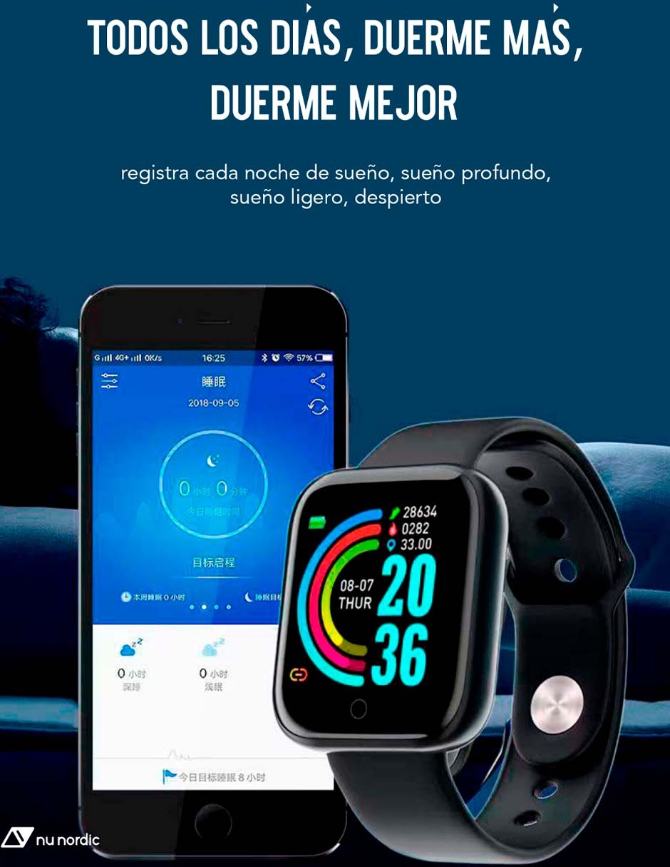 Smartwatch Nu nordic Unisex Deportivo Correa De Silicón Pantalla HD Hacer y  Recibir Llamadas