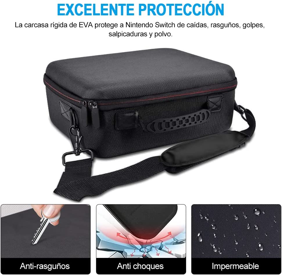 Funda de transporte para Nintendo Switch, funda protectora portátil para viaje compatible con conmutador consola Pro, accesorios de controlador, color negro