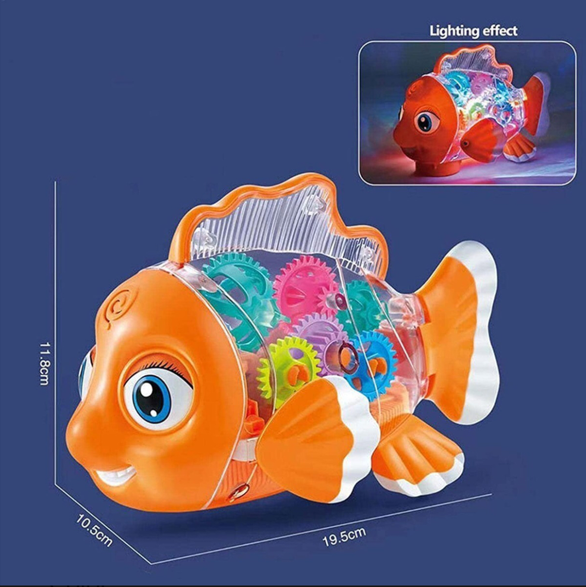 Carro Pescado Pez Juguete Engranes Luces Sonido Camina Niños