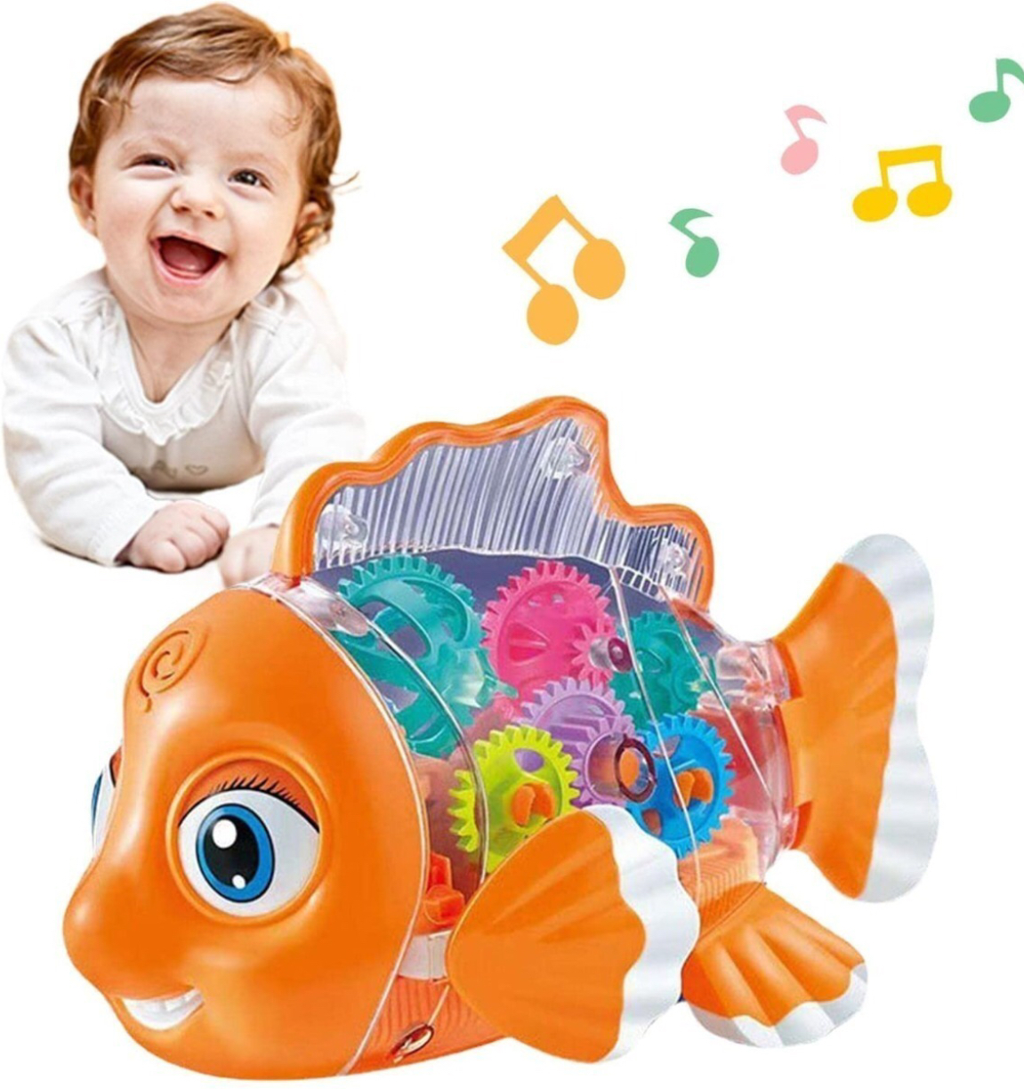 Carro Pescado Pez Juguete Engranes Luces Sonido Camina Niños