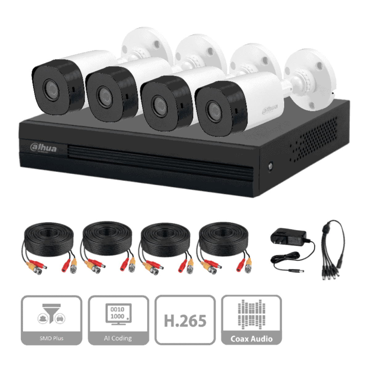Kit de 4 Cámaras de Seguridad de 1 Megapixel Dahua
