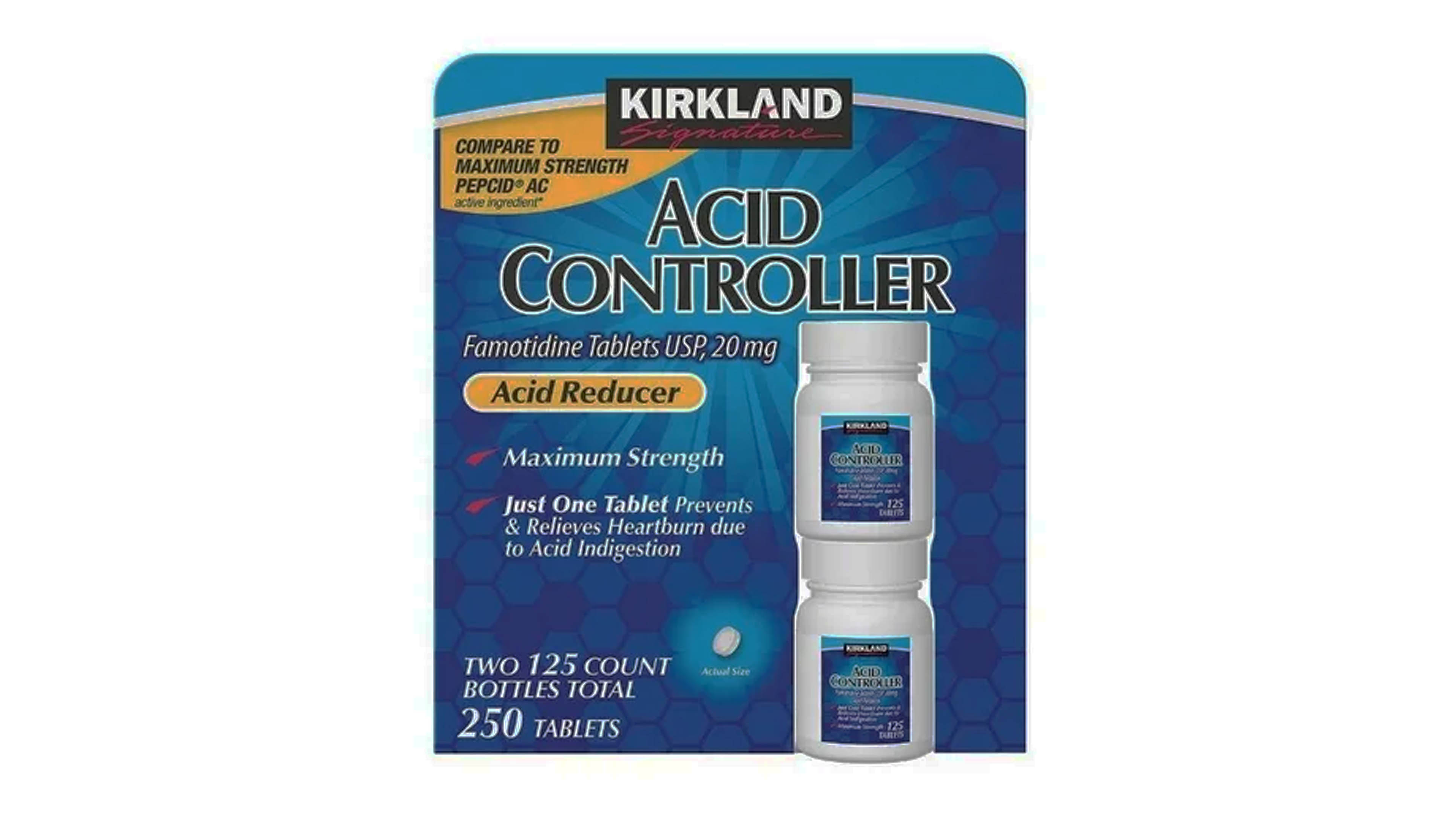 Controlador De Acido Kirkland 250 Tabs Controla Gastritis 