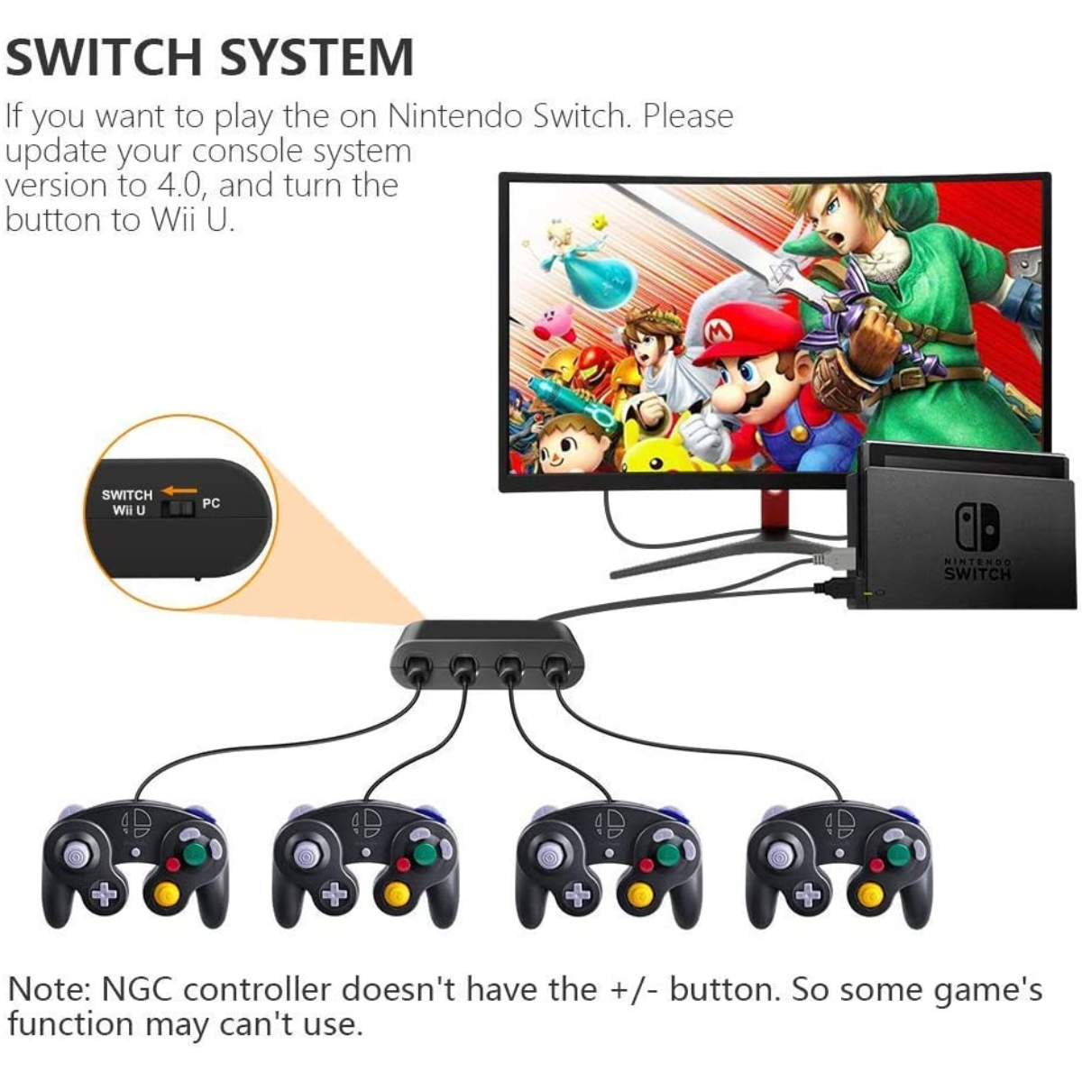 Gamecube Adaptador Control Para PC / Wii U / Nintendo Switch