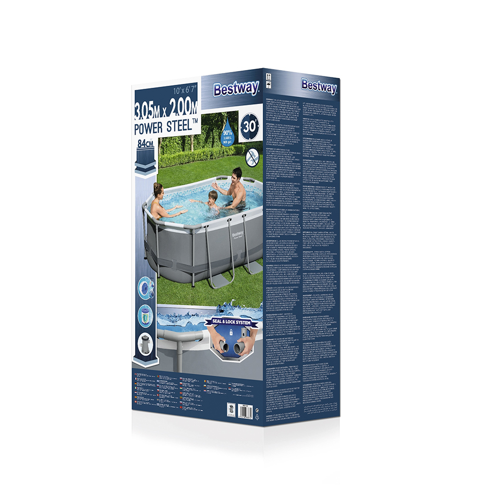 Alberca Piscina Ovalada Estructural Bestway Con Accesorios 3668 Lts 305 Cm Gris