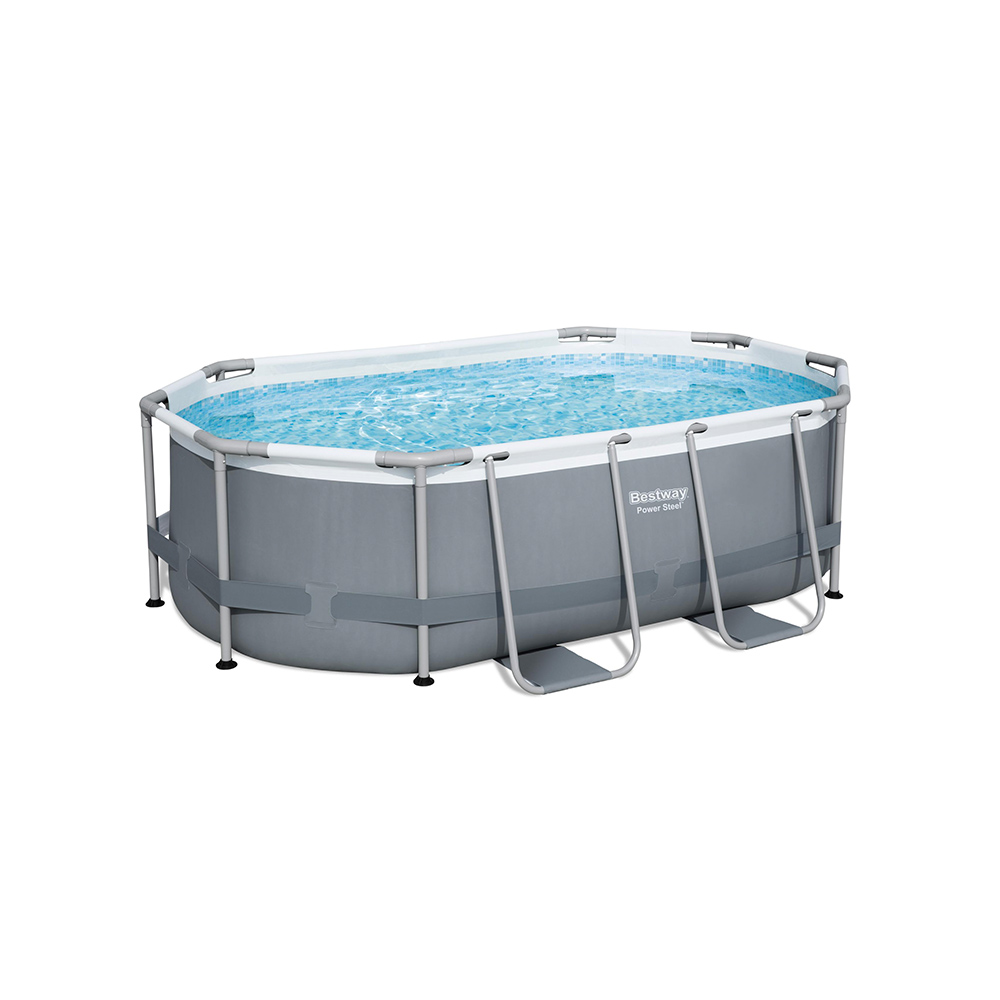 Alberca Piscina Ovalada Estructural Bestway Con Accesorios 3668 Lts 305 Cm Gris