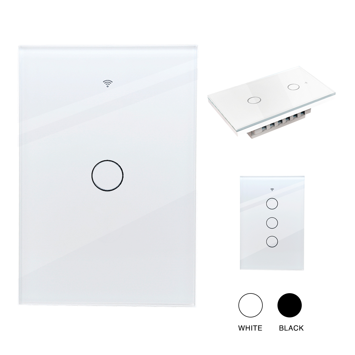 Interruptor de luz de pared inteligente WIFI  1 via, apagador inteligente Smart Switch, control remoto de luz vía celular, panel táctil de vidrio o voz al ser compatible con Alexa, Google home y Smart Life (2.4 Wifi).