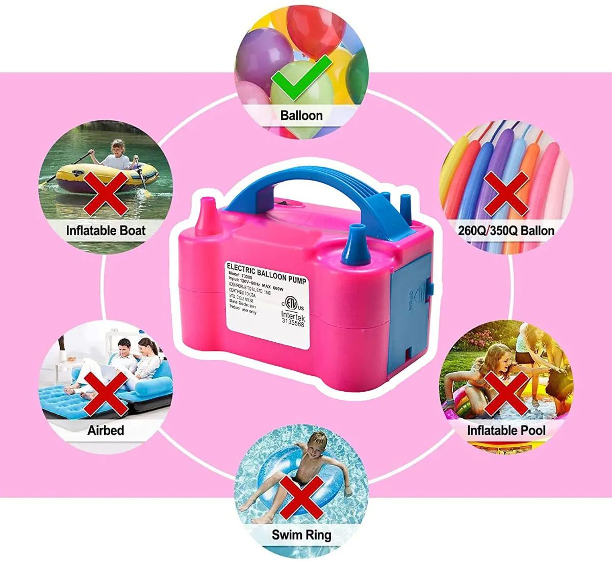 Bomba Electrica Para Inflar Globos Con Doble Inflador Decoracion Fiesta Cumpleaños