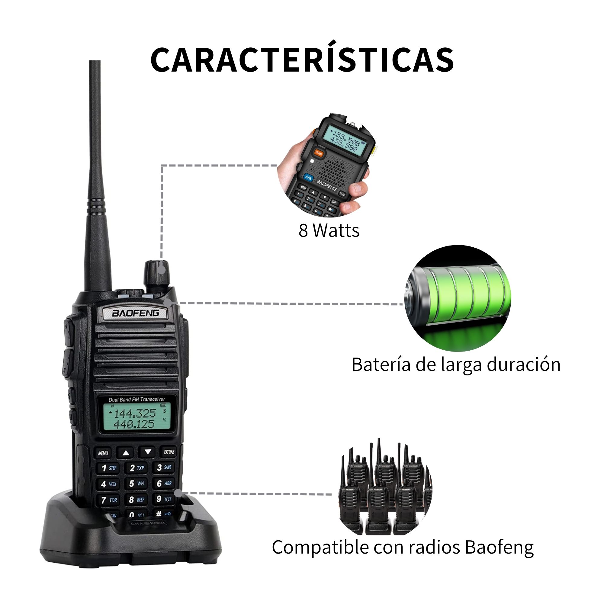 4 Pz Radio Baofeng Uv-82 Uhf Manos Libres Profesional