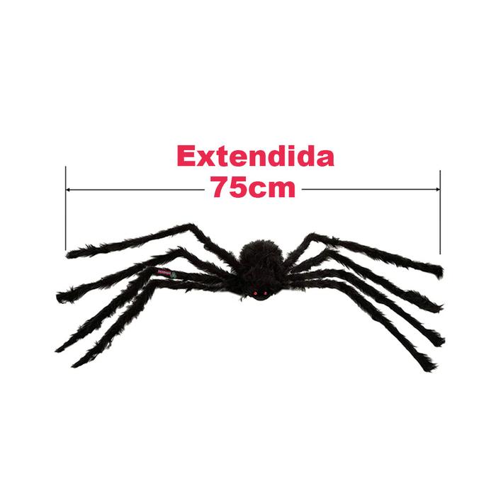 Araña para Decoración Negras MXSRP-006 1 Pza 75cm Alambre y Tela de Poliéster Color Negro, SpiderBoo
