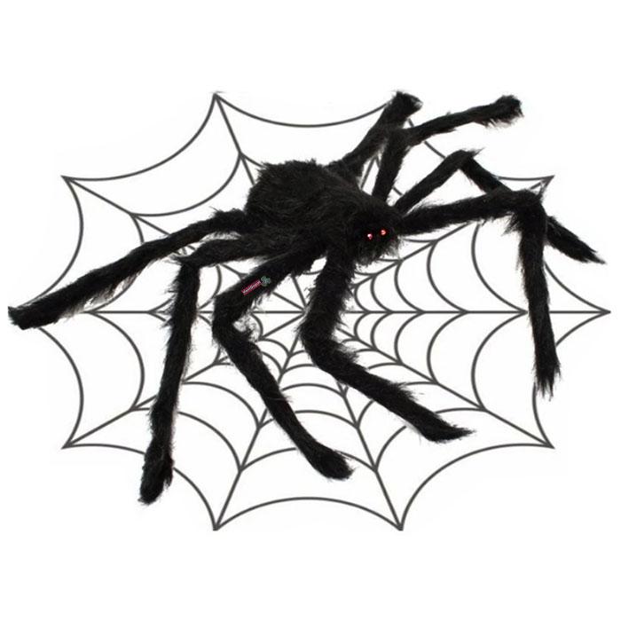 Araña para Decoración Negras MXSRP-006 1 Pza 75cm Alambre y Tela de Poliéster Color Negro, SpiderBoo