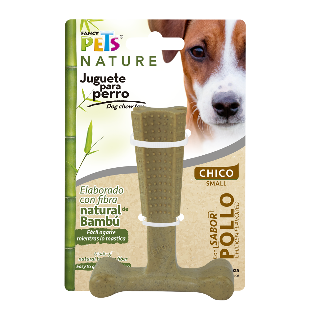 Fancy Pets Hueso Bambú Plus Juguete para Morder Sabor Pollo para Perro Tamaño Chico Color Café