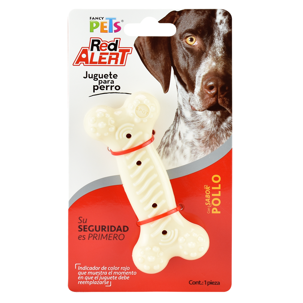 Fancy Pets Red Alert Juguete Rojo Forma Hueso con Sabor a Pollo para Perro