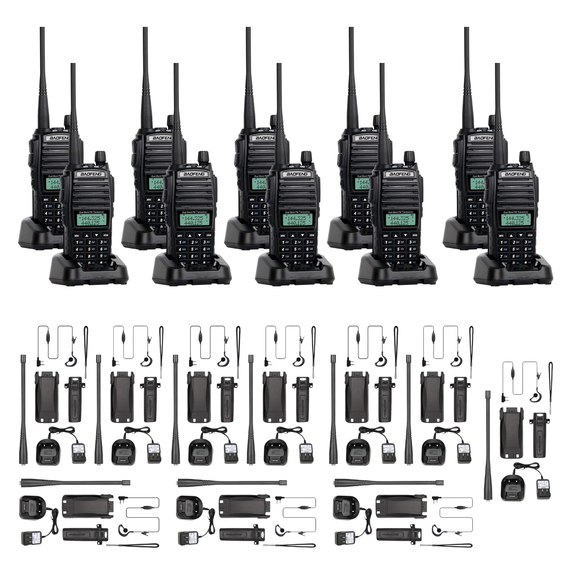10 Pz Radio Baofeng Uv-82 Uhf Manos Libres Profesional