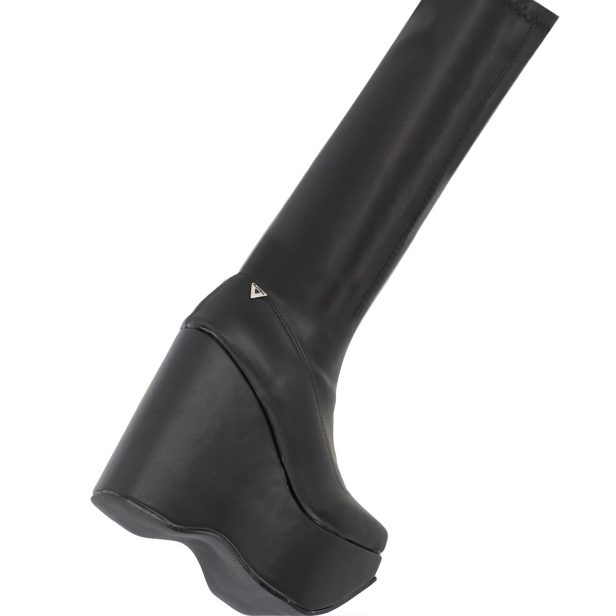 Bota de Plataforma Cuadrada Aesthetic Slim Lycra Piel Sintético Negro Para Mujer