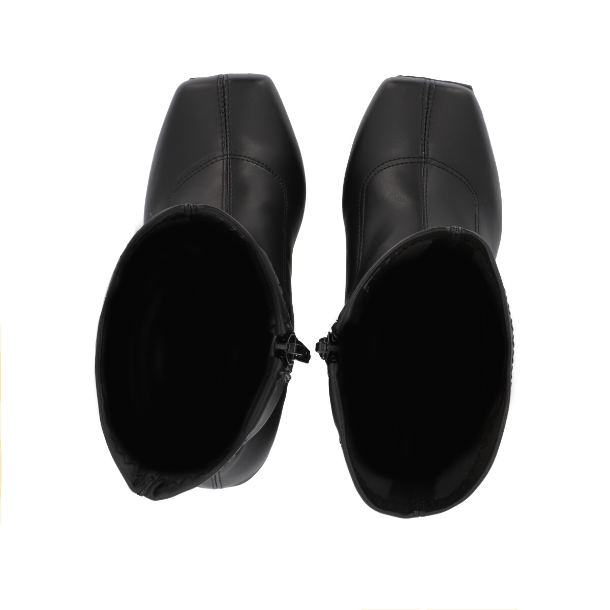 Bota de Plataforma Cuadrada Aesthetic Slim Lycra Piel Sintético Negro Para Mujer