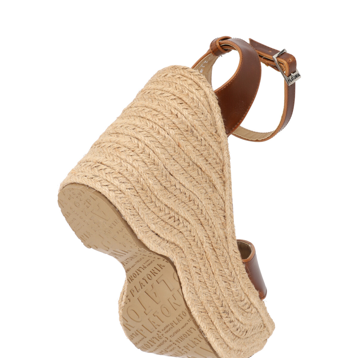 Sandalia de Plataforma Trendy con Yute Piel Crazy Tabaco Para Mujer Con Látigo Ajustable