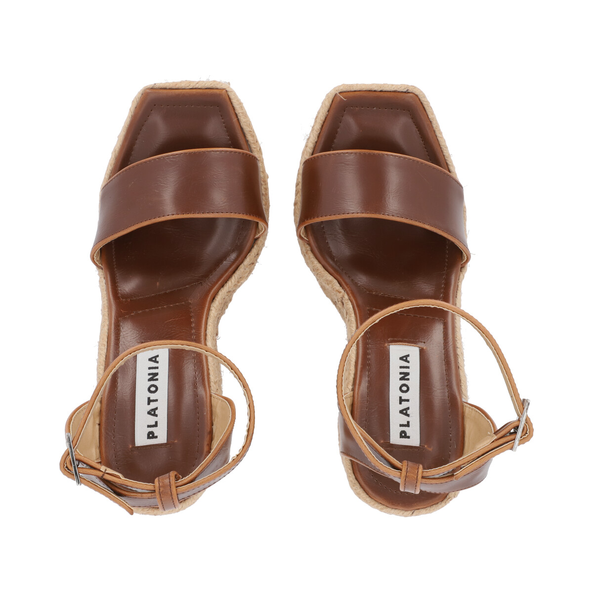 Sandalia de Plataforma Trendy con Yute Piel Crazy Tabaco Para Mujer Con Látigo Ajustable