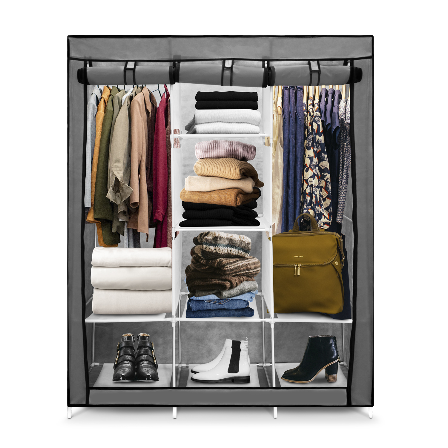 Closet Organizador de Ropa Armable Gris Grande