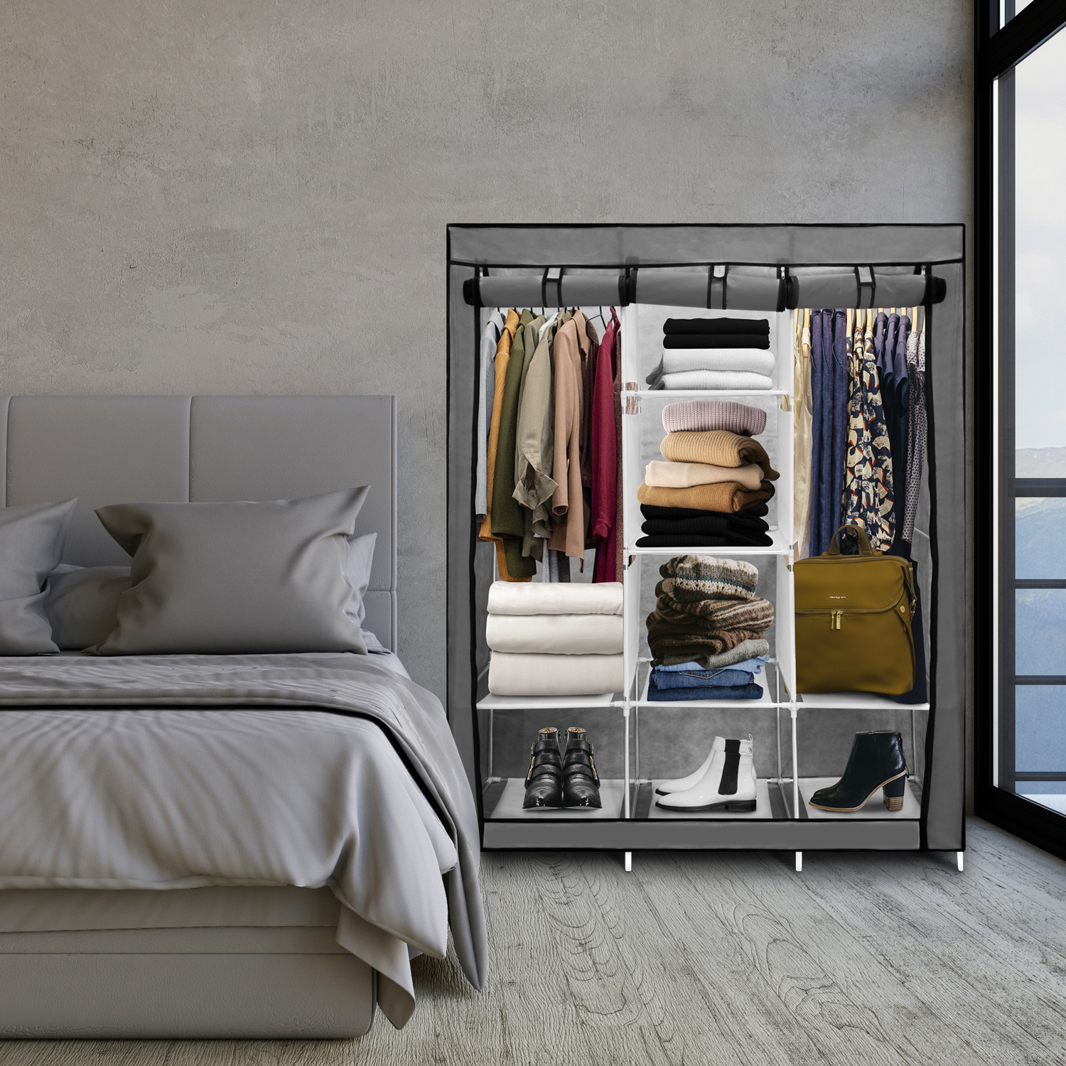 Closet Organizador de Ropa Armable Gris Grande