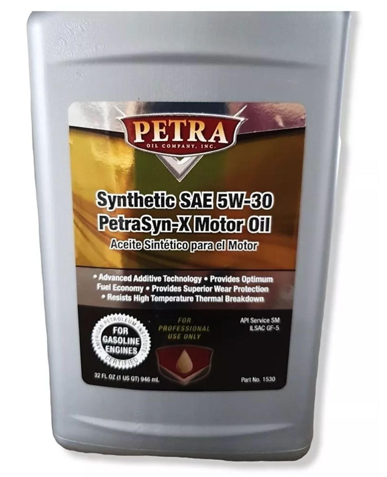 Aceite 5w30 PETRA 100% Sintético P/motor Gasolina 946 Ml Gf-5