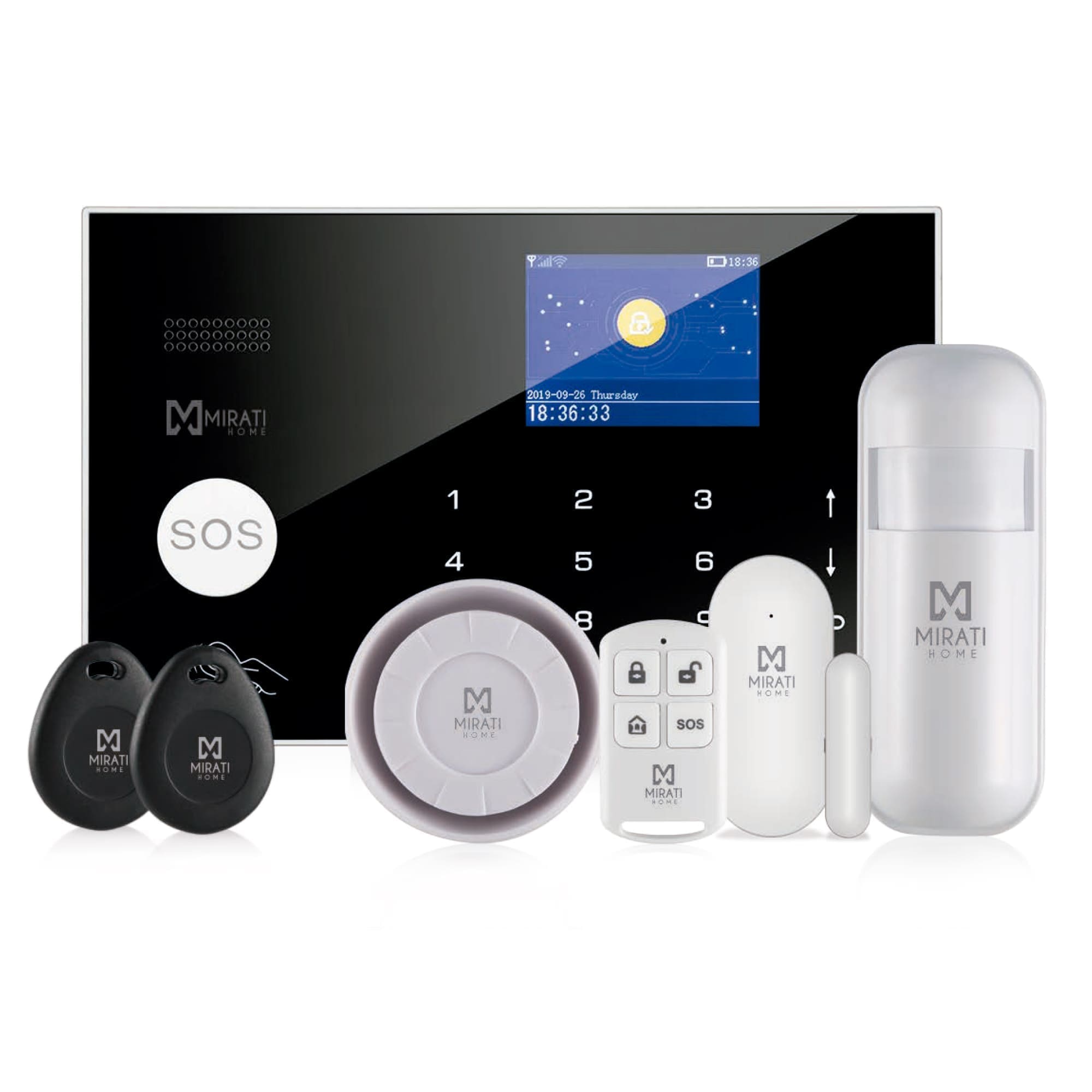 Kit de Alarma Integral 4G, Mirati Home MA-05, Wi-Fi, Panel Táctil, compatible con Alexa y Google Assistant