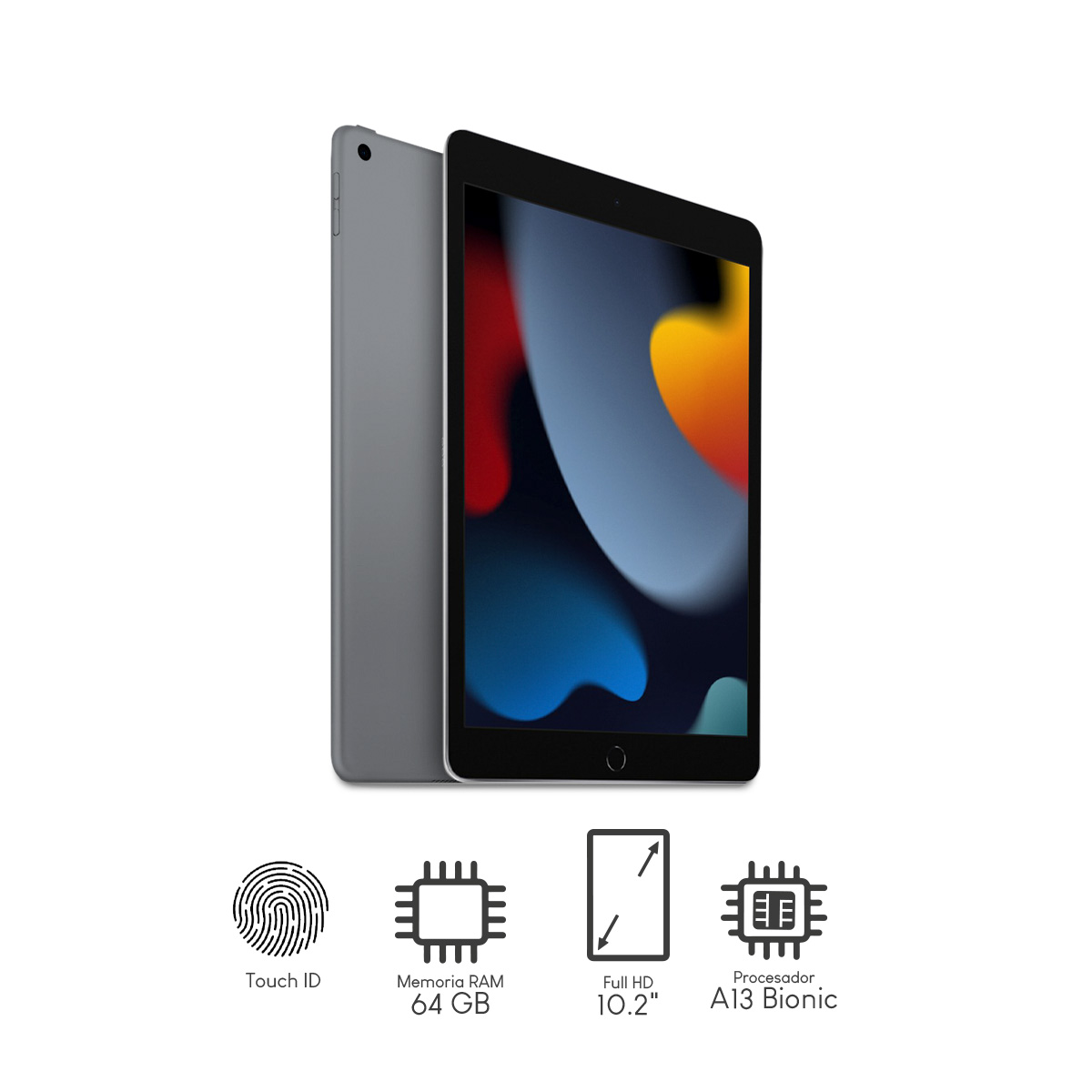 Combo Apple iPad 9 Gen 10.2 Pulgadas Wi-Fi 64 GB Gris + Audifonos y lapíz.