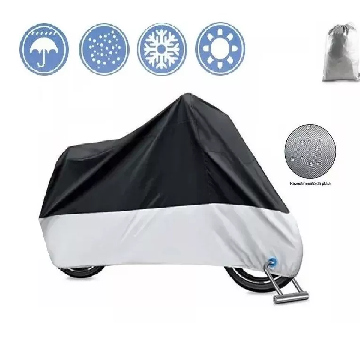 Cubierta Impermeable Motocicleta A Prueba De Polvo Silver M