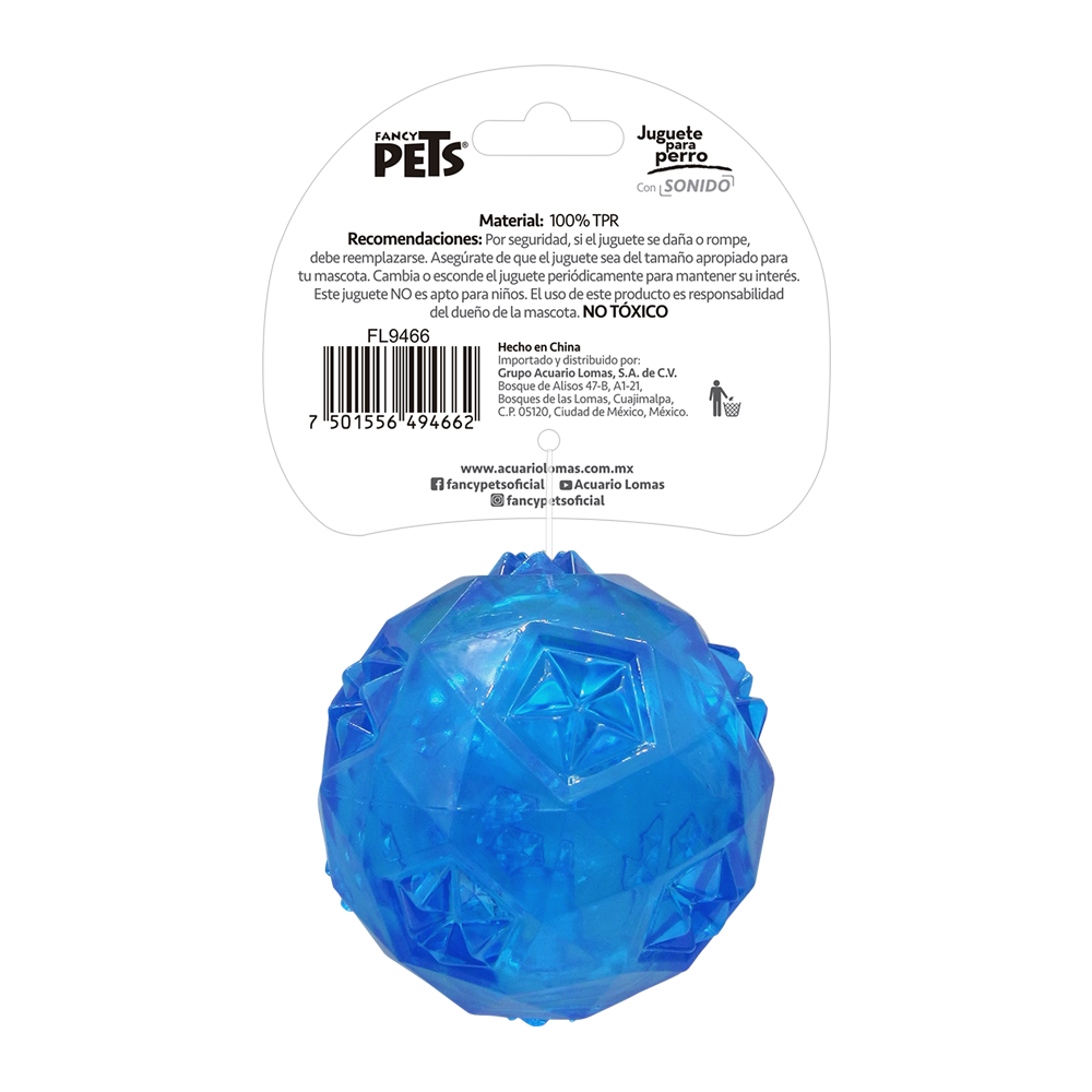 Fancy Pets Juguete Pelota Prisma para Perro con SonidoTamaño Grande