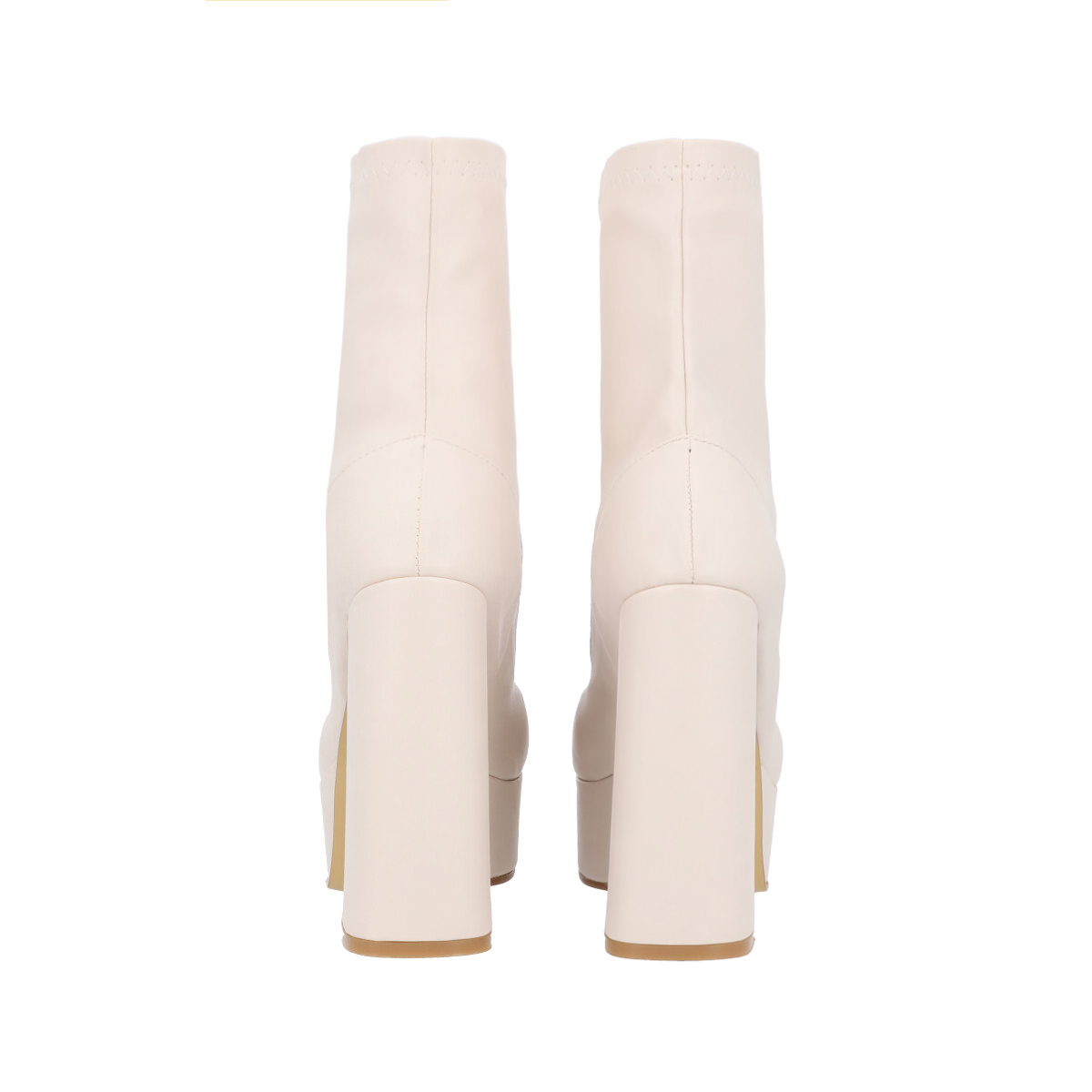 Botín De Plataforma Alta Inspo Versace Lycra Piel  Sintético Latte Para Mujer