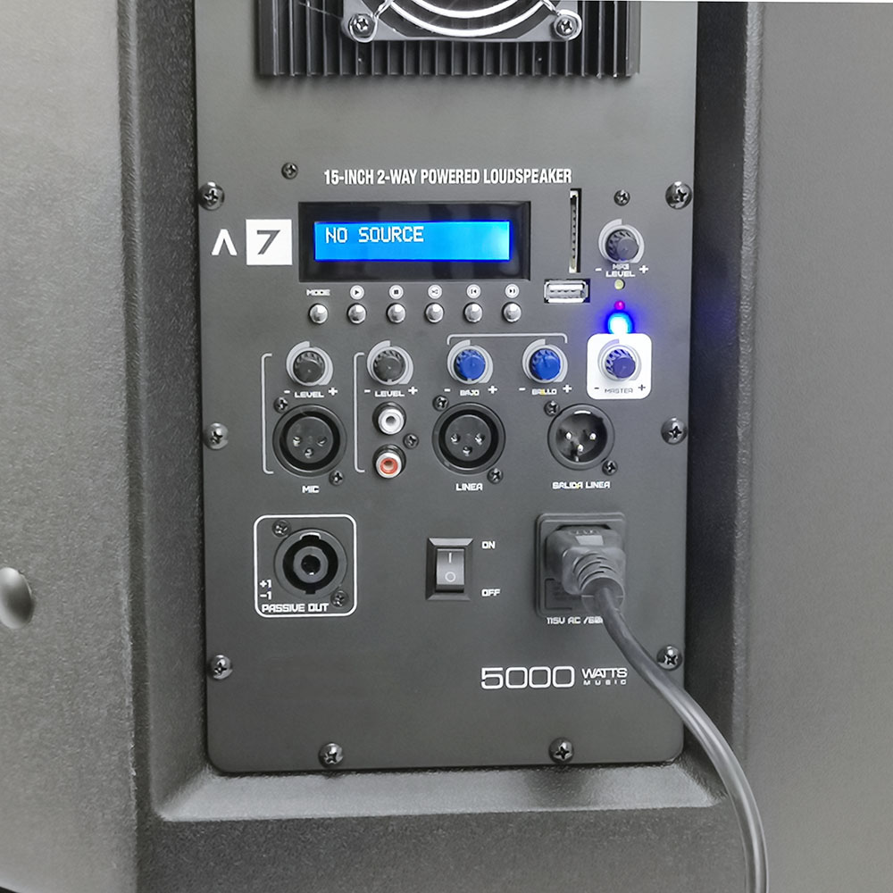 Bafle Profesional de 15 Pulgadas con 5000 Watts de Potencia Musical y Sistema Activo de Dos Vias con Rango Completo para un Sonido Inigualable de Gran Poder / Master / MA-DB15BT