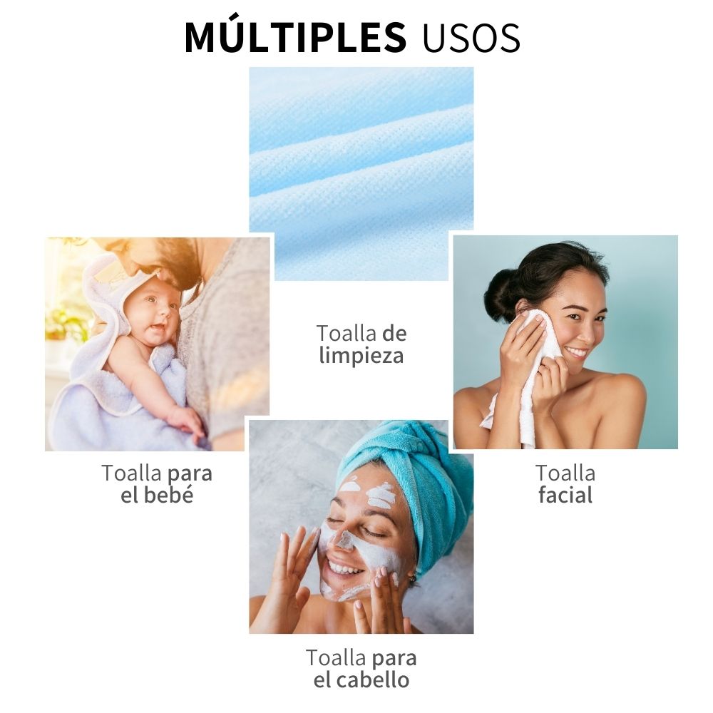 5 Pz Paño Toallas De Limpieza Microfibra Cuerpo Facial Bebe