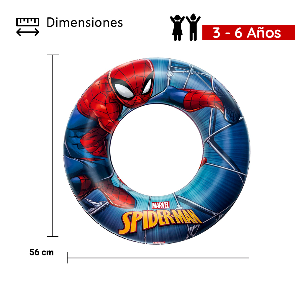 Salvavidas Inflable Infantil Bestway Dona De Spider-Man 56 Cm