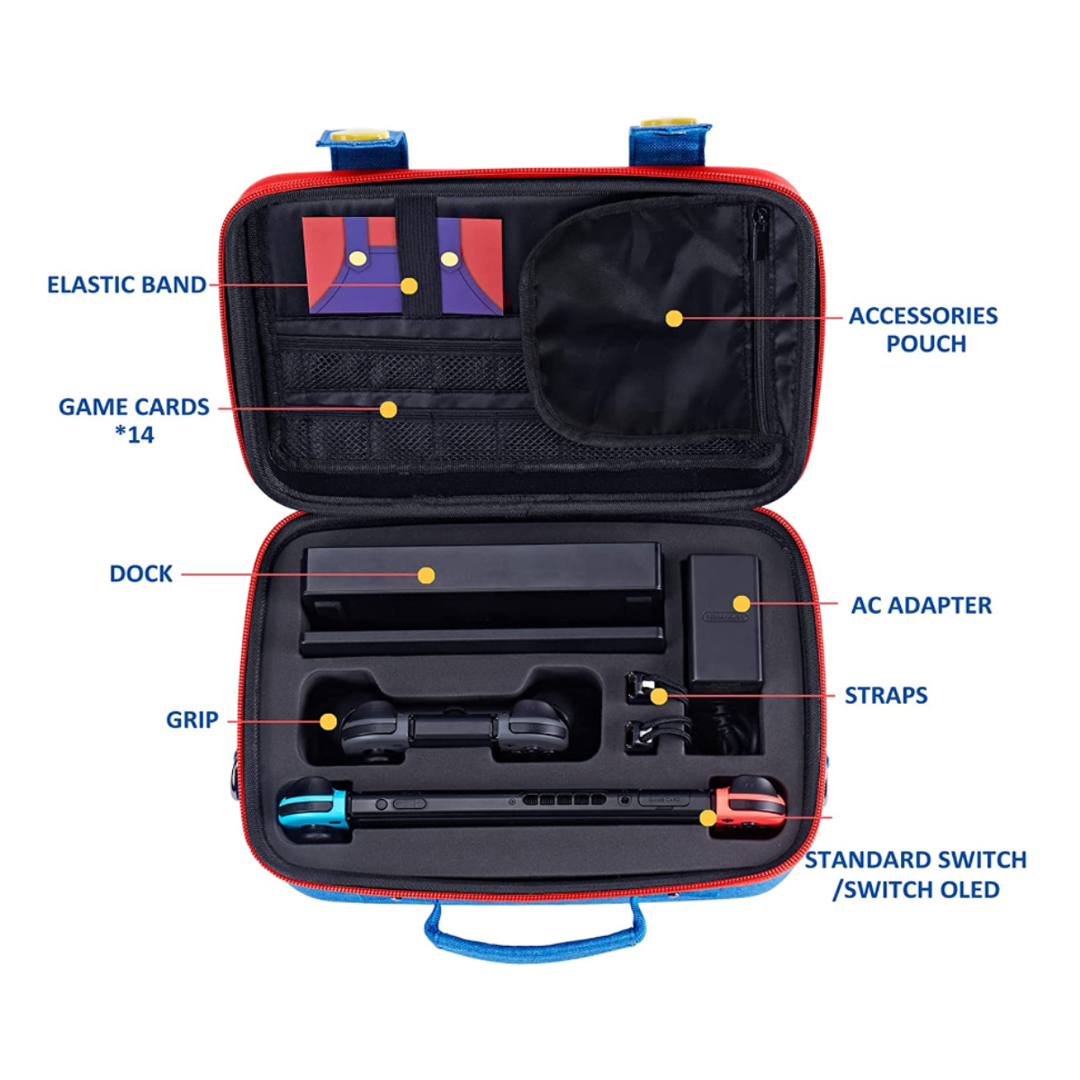 Estuche Completo Viajero (Mario) Compatible Nintendo Switch 