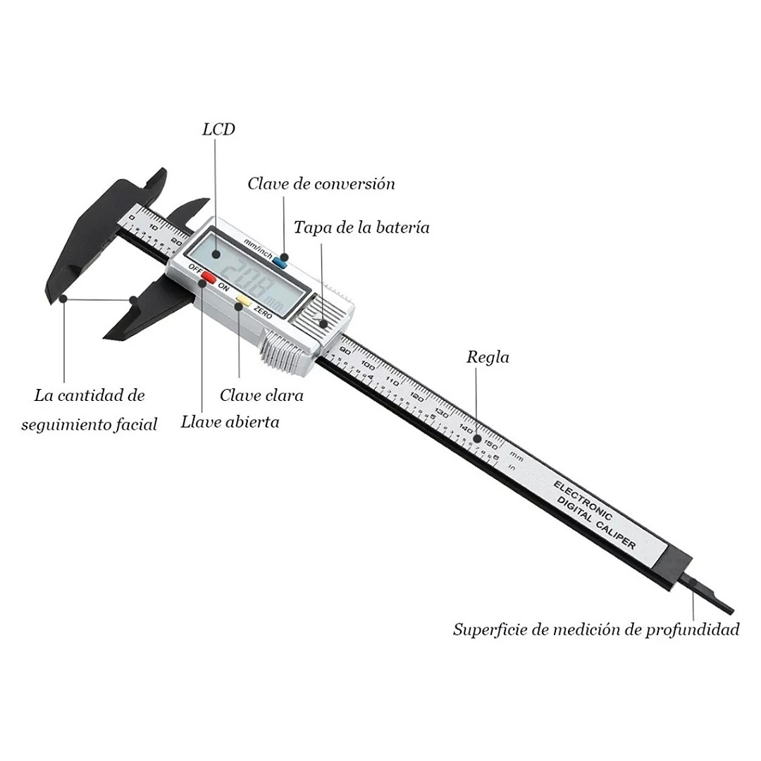 Calibrador Vernier Digital Lcd Pie Rey 15cm Acero Inoxidable