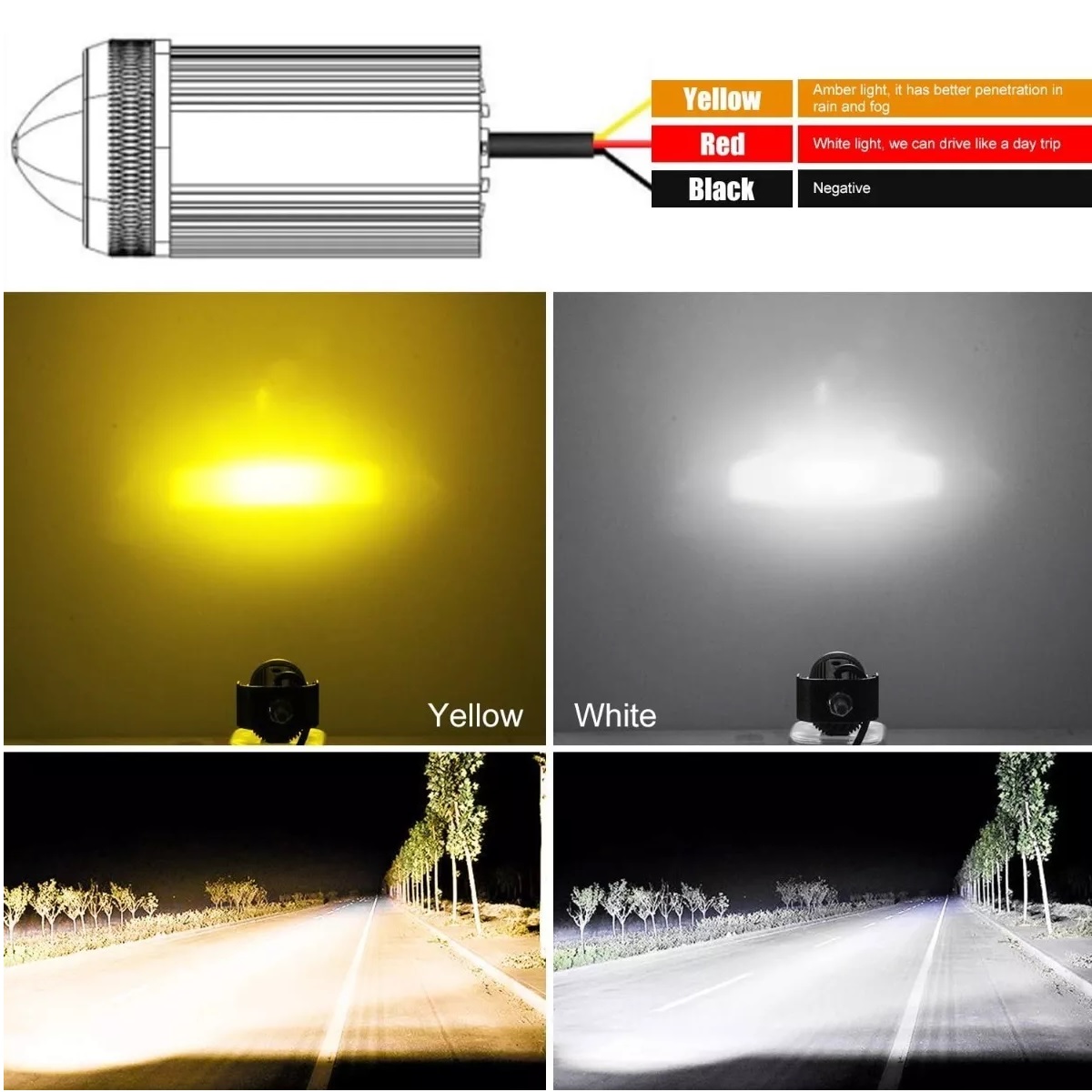 Faros De Niebla Led Para Motocicleta 60w Dos Colores 2piezas