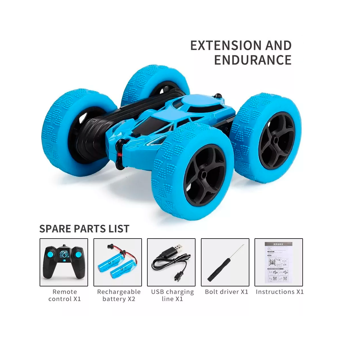 Carro a Control Remoto Coche Acrobático Recargable Resistente A Todo Terreno.